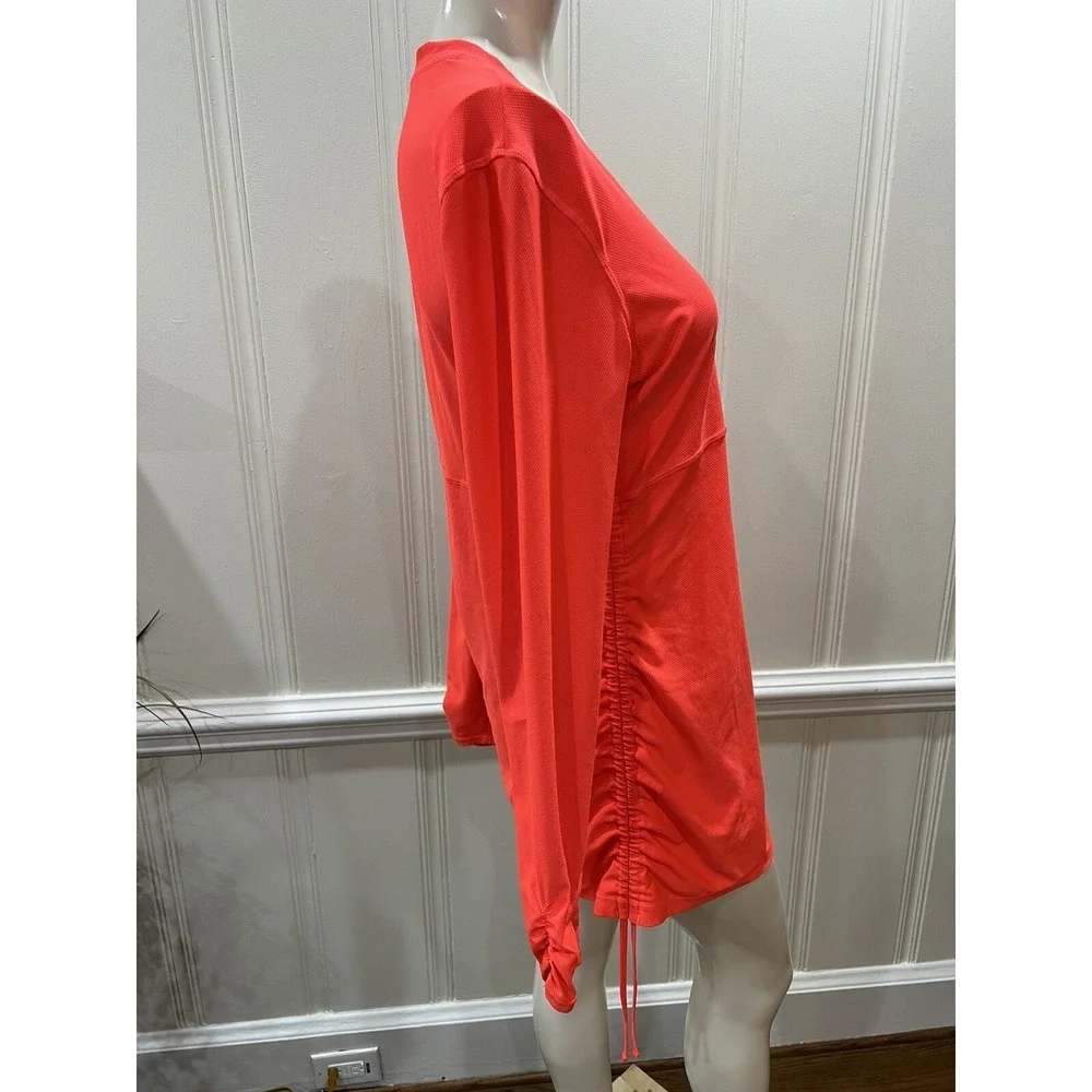 Athleta Long Sleeve V Neck Wick It Kaftan CoverUp Shirt Womens Thumbholes M